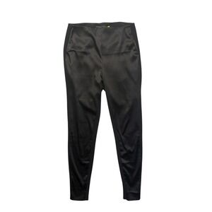 Lysse Black Front Satin Effect Leggings Pants M High Waisted Stretch Slim Fit‎